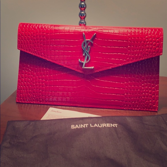 ysl uptown pouch crocodile